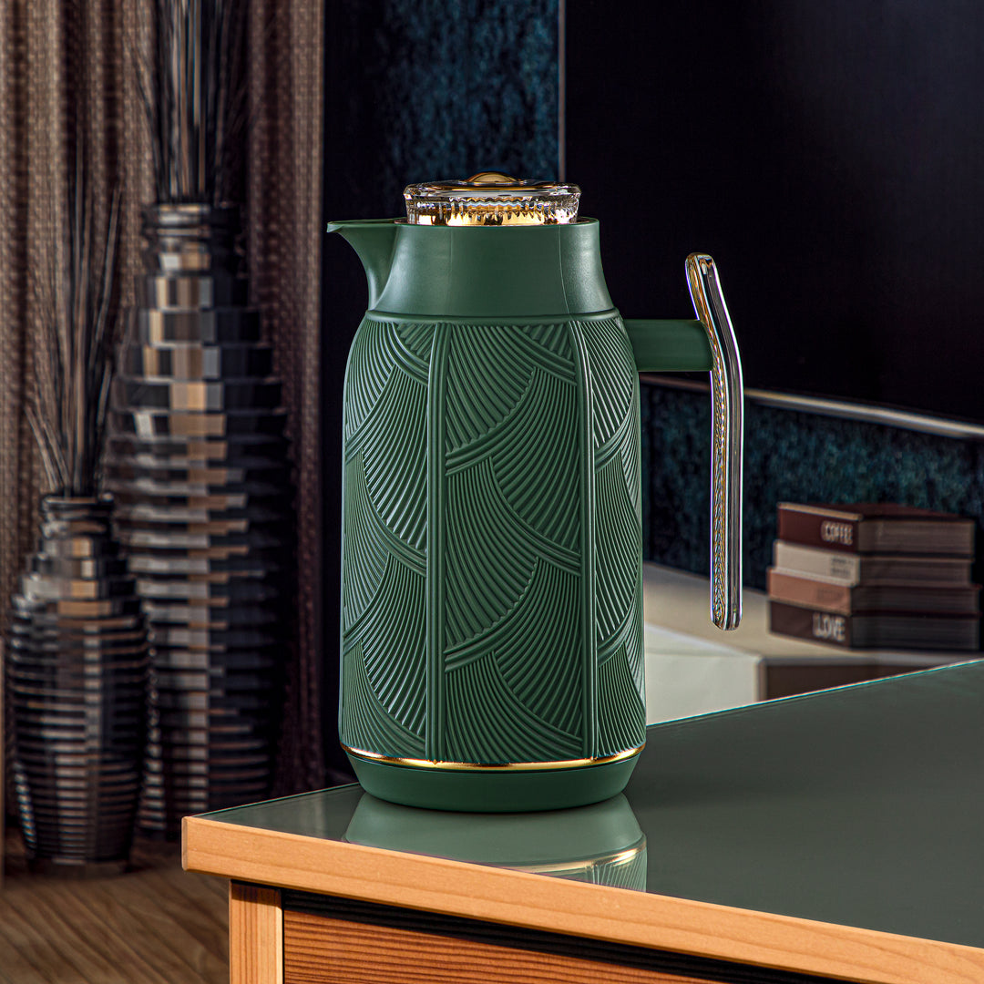 Almarjan 1 Liter Vacuum Flask Set Sage Green & Gold - GT113-100 NGR/G
