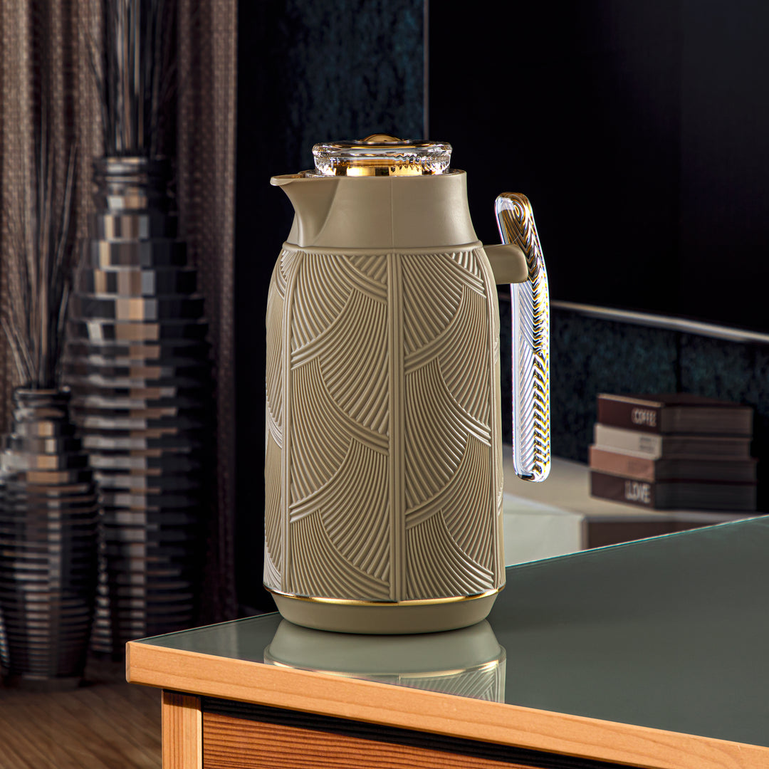 Almarjan 1 Liter Vacuum Flask Set Khaki & Gold - GT113-100 NRM/G