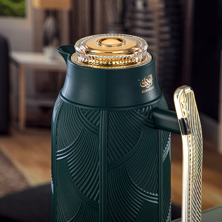 Almarjan 1 Liter Vacuum Flask Set Moss Green & Gold - GT113-100 NSM/G