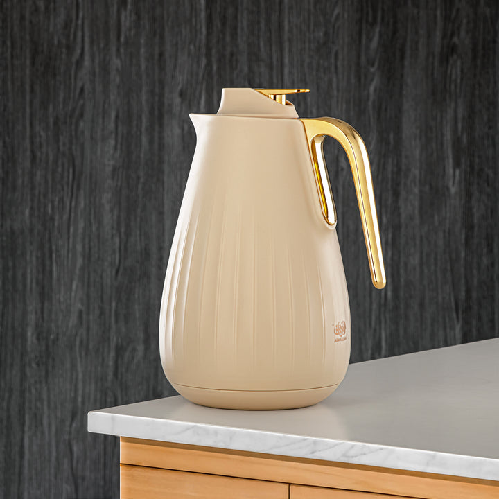 Almarjan 1 Liter Vacuum Flask Beige & Gold - GT114-100 BG/G