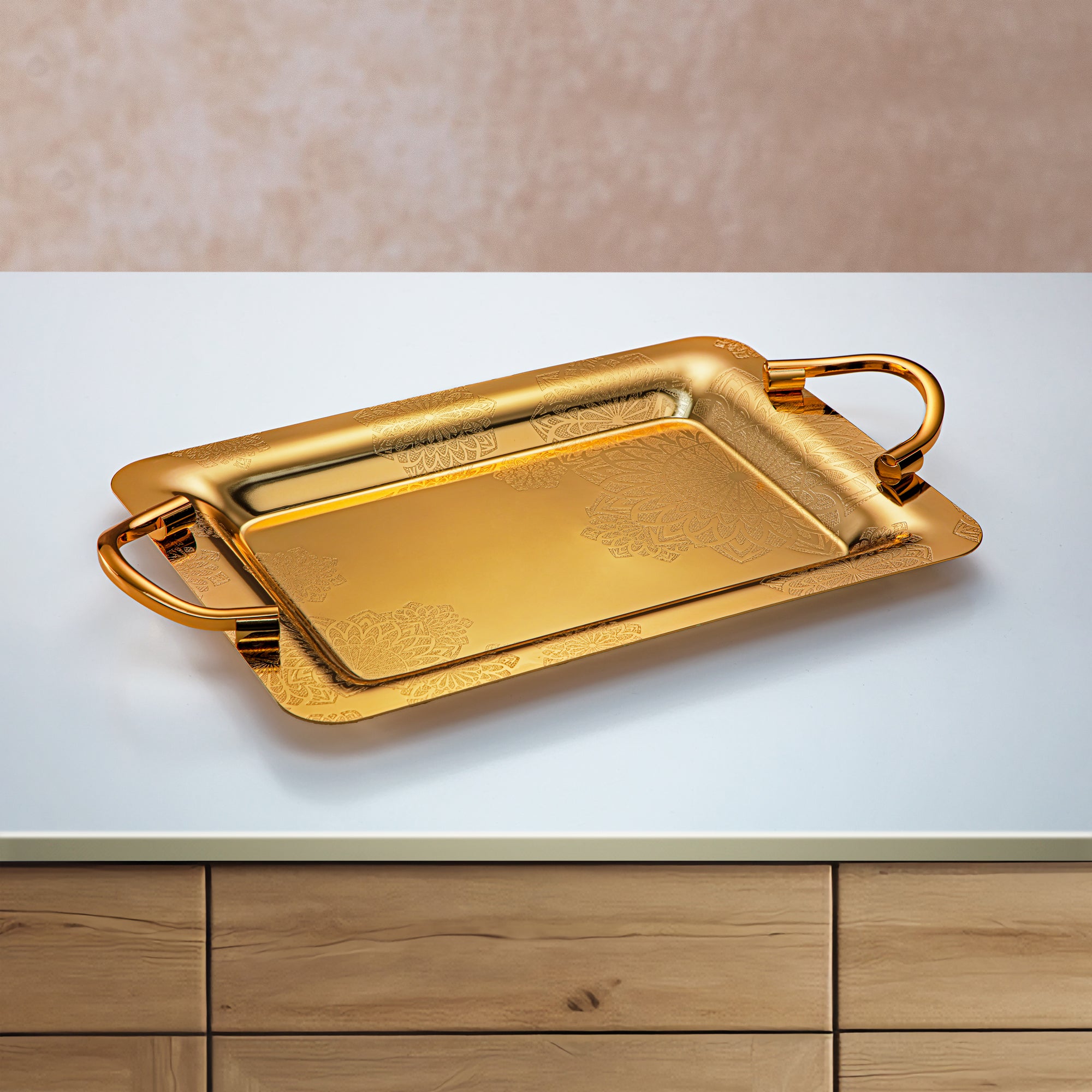 Almarjan 3 Pieces Serving Tray Set Gold - HT2305013