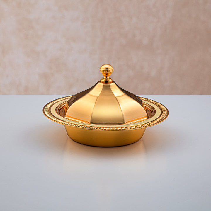 Almarjan 18 CM Date Bowl With Cover Gold - HT2305023