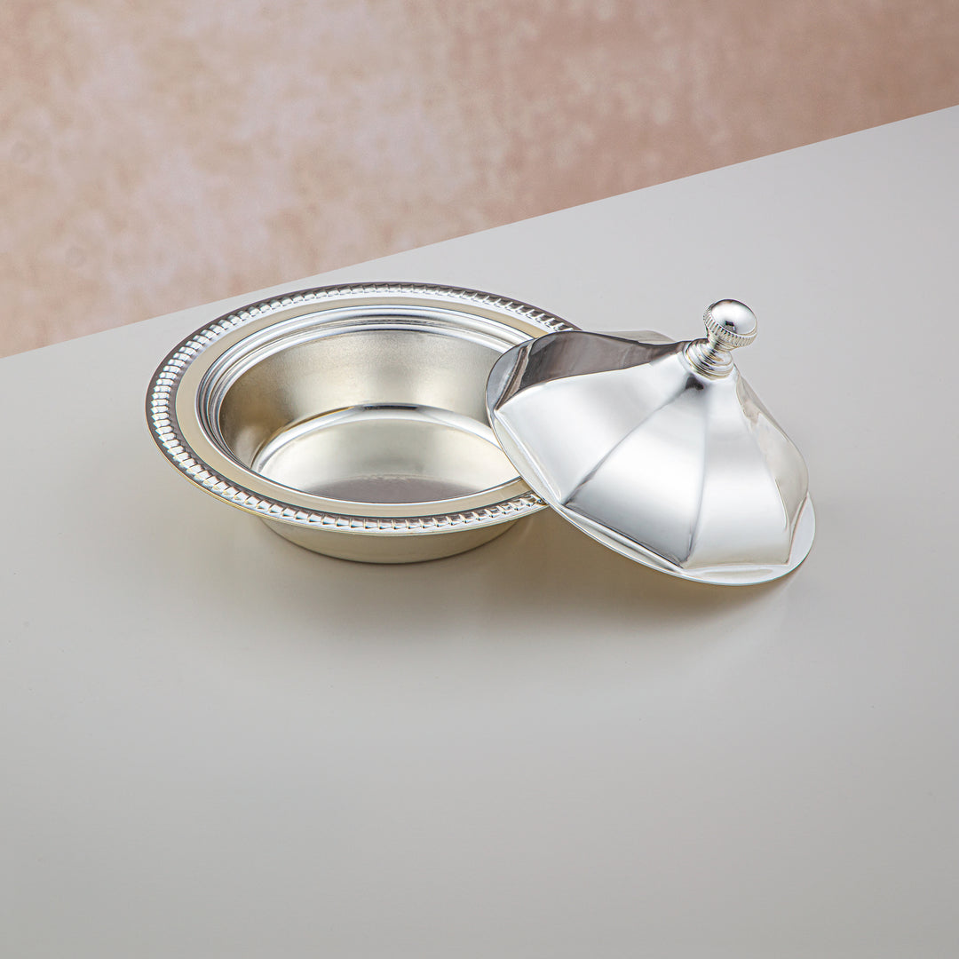 Almarjan 18 CM Date Bowl With Cover Silver - HT2305024