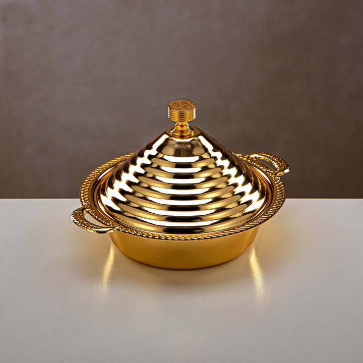 Almarjan 15.5 CM Date Bowl With Cover Gold - HT2305026