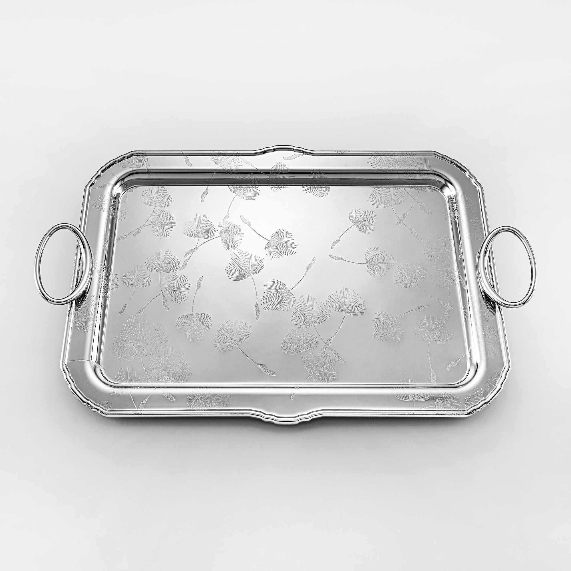 Almarjan Serving Tray Set - 3 Pieces, Silver (HT2408001) | Ramadan & Eid