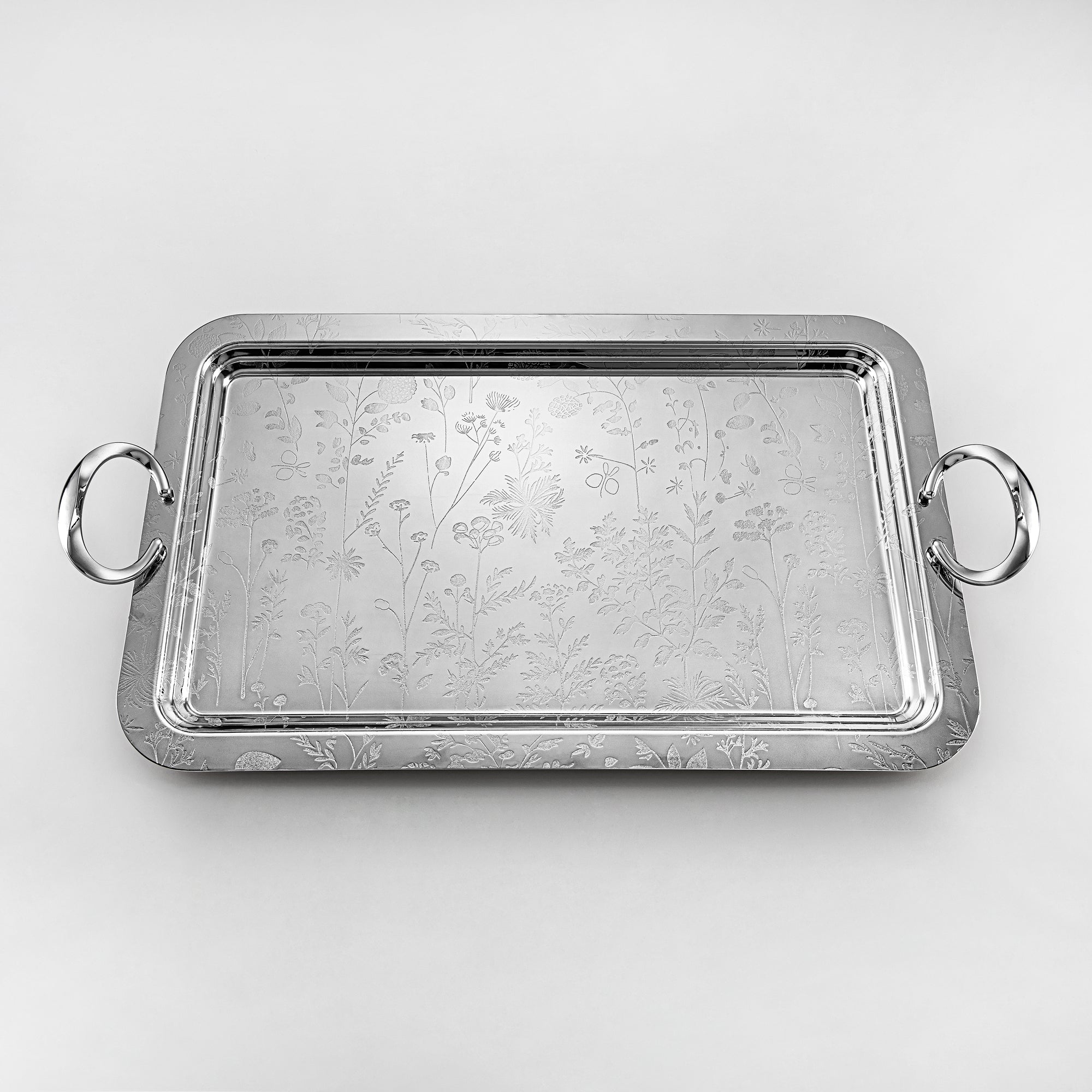 Almarjan Serving Tray Set - 3 Pieces, Silver (HT2408003) | Ramadan & Eid
