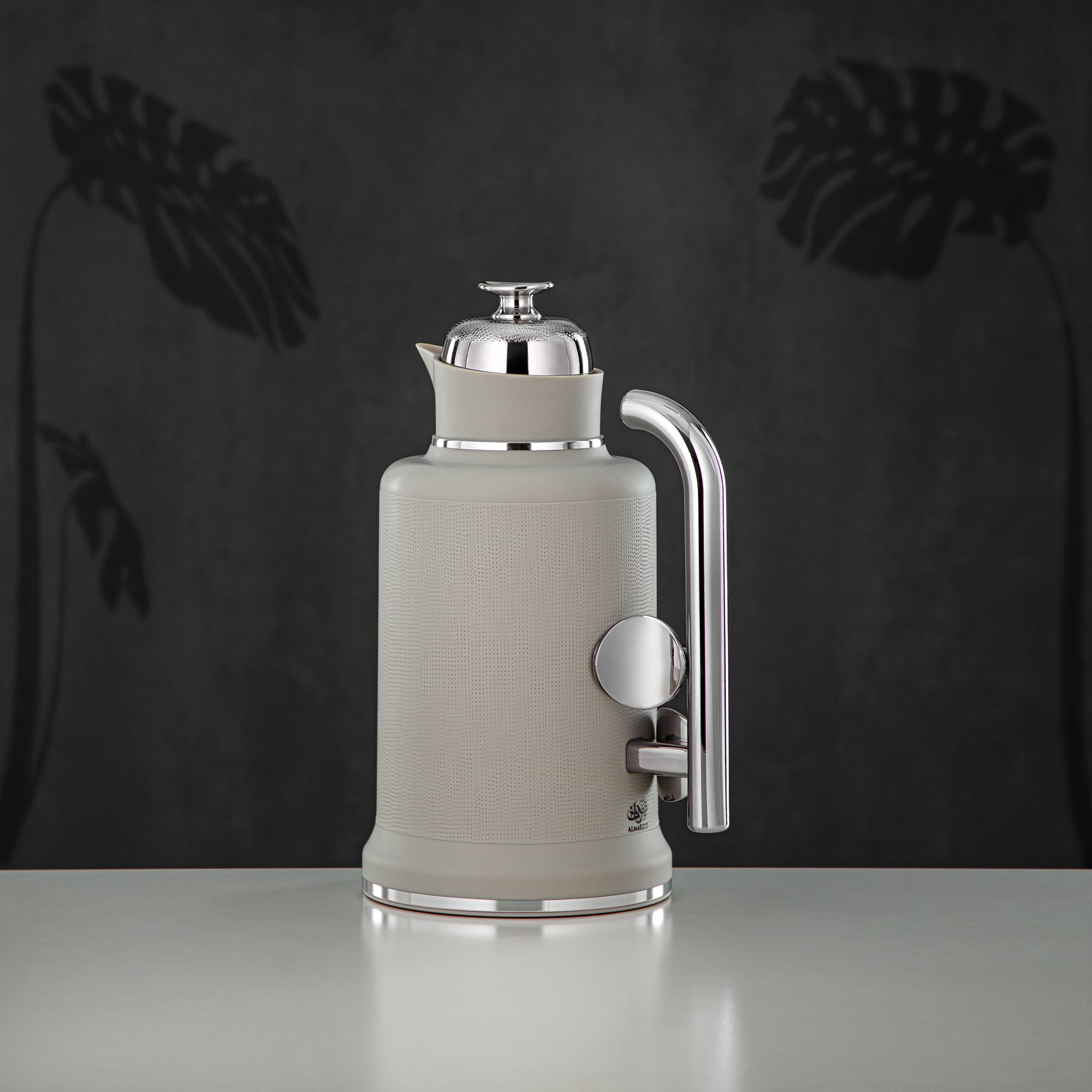 Almarjan Vacuum Flask Set, ABS, Push Button, 1L + 1L, Matt Grey & Silver (IZ-MLSGS) - Modern Elegance