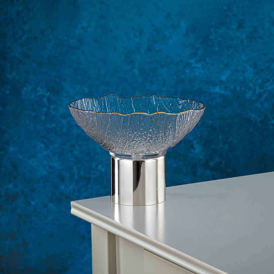Almarjan 20 CM Serving Bowl With Stand Silver - KMT0407-S