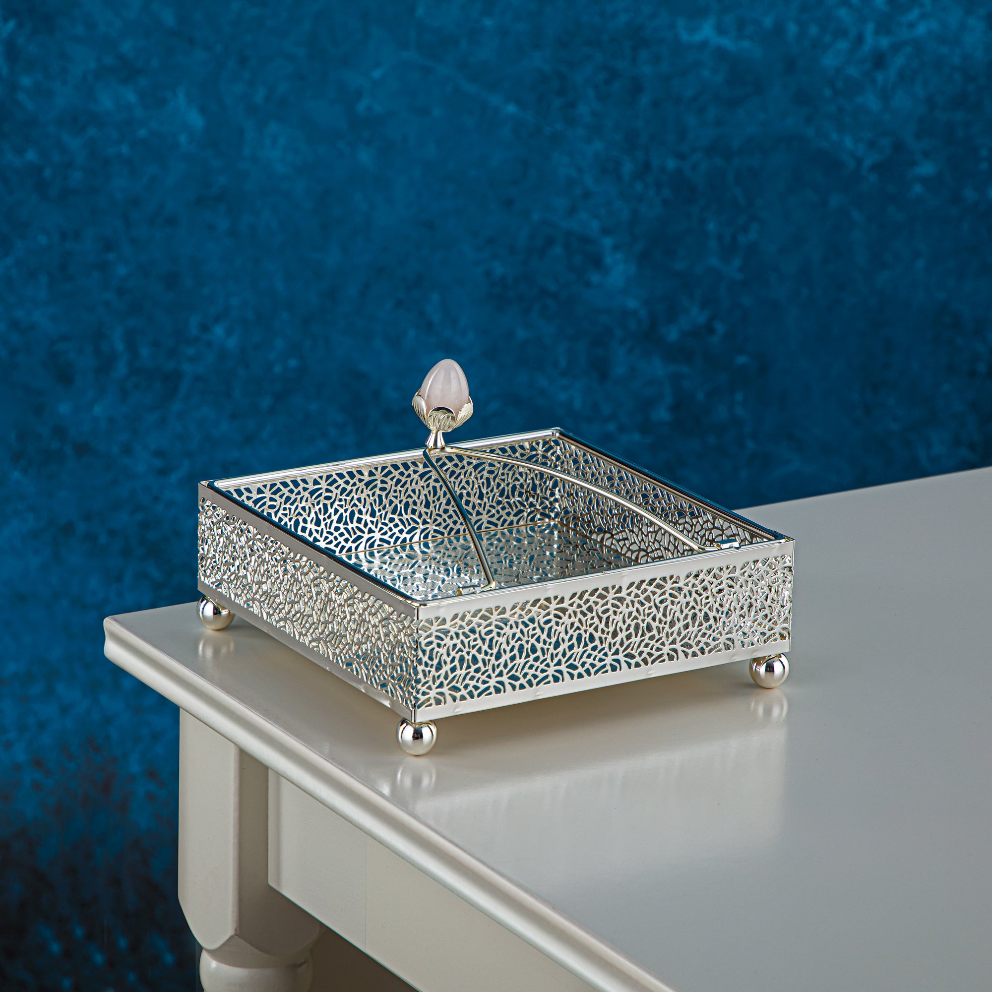 Almarjan Square Napkin Holder 17 CM Silver - KMT0414-S