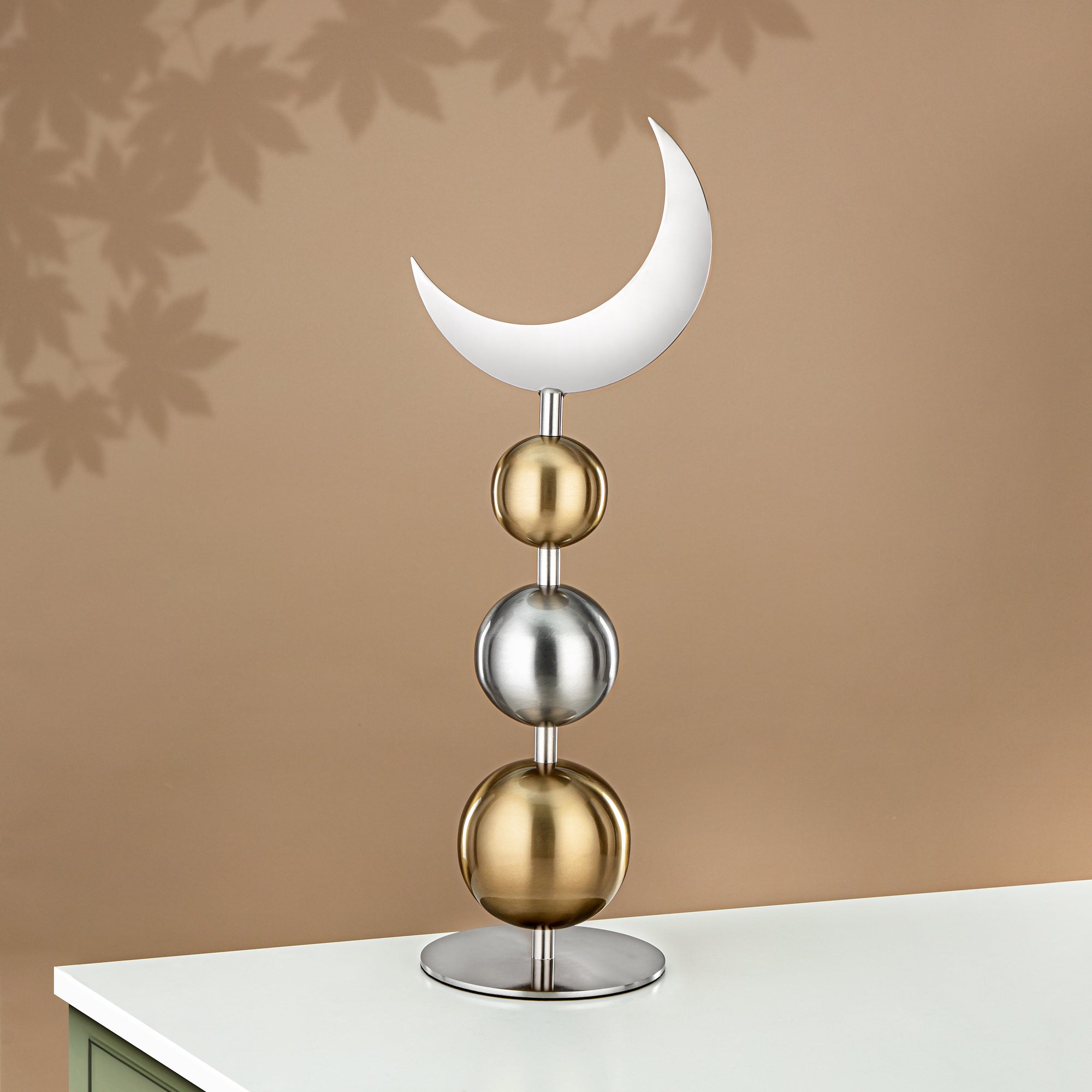 Almarjan Table Decoration Stainless Steel, 49CM, Matt Silver & Gold (MD-3009) - Ramadan Decoration