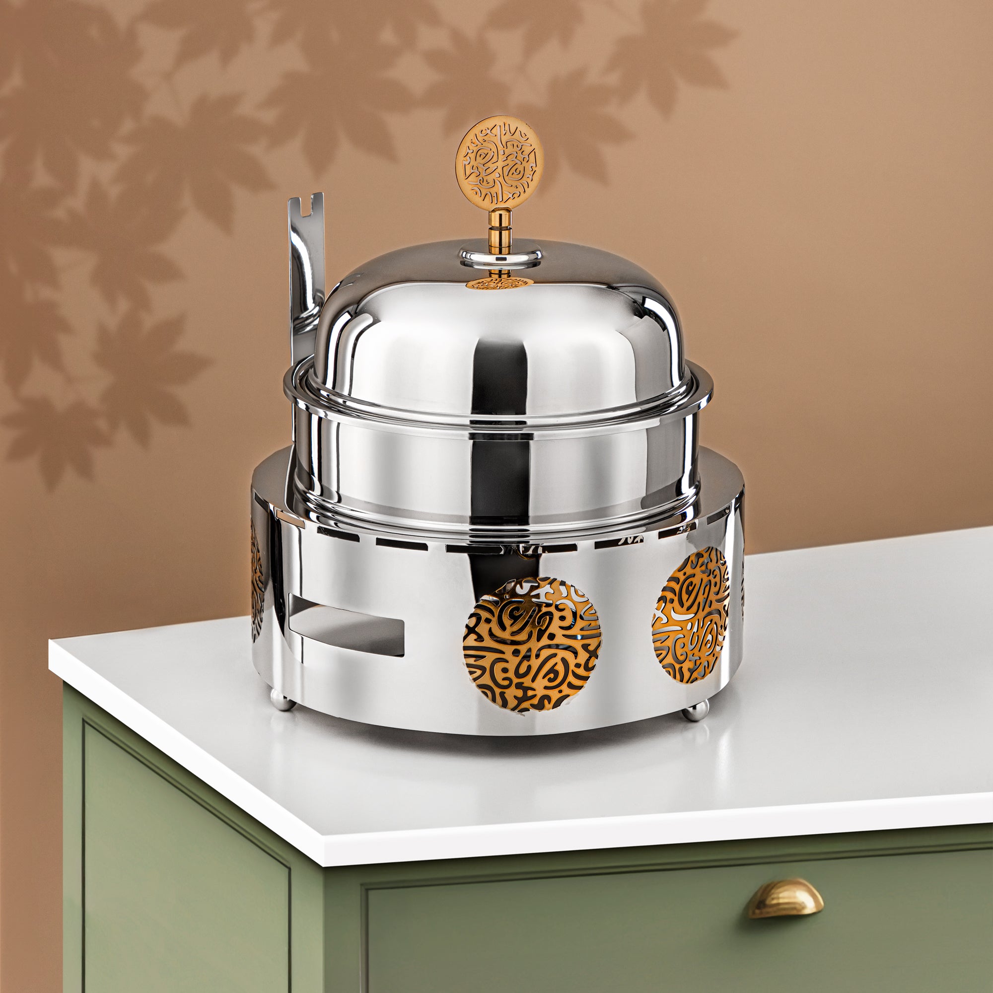 طبق شافينغ ألمرجان ستانلس ستيل 3 لتر فضي وذهبي (MD-3015B) - أدوات تقديم أنيقة