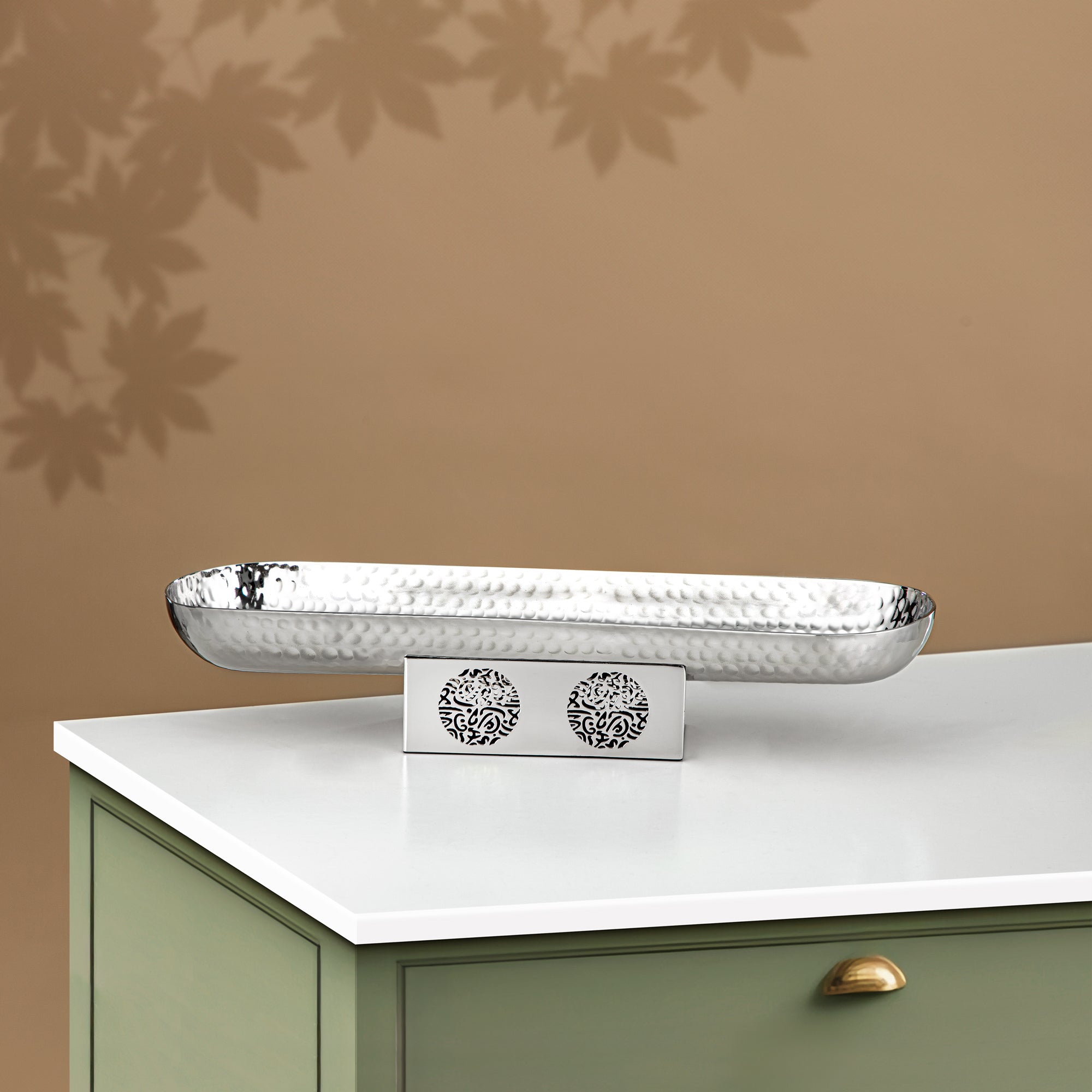 Almarjan Serving Tray Stainless Steel, 39CM x 9.5CM, Silver (MD-3028 A) - Stylish Serveware