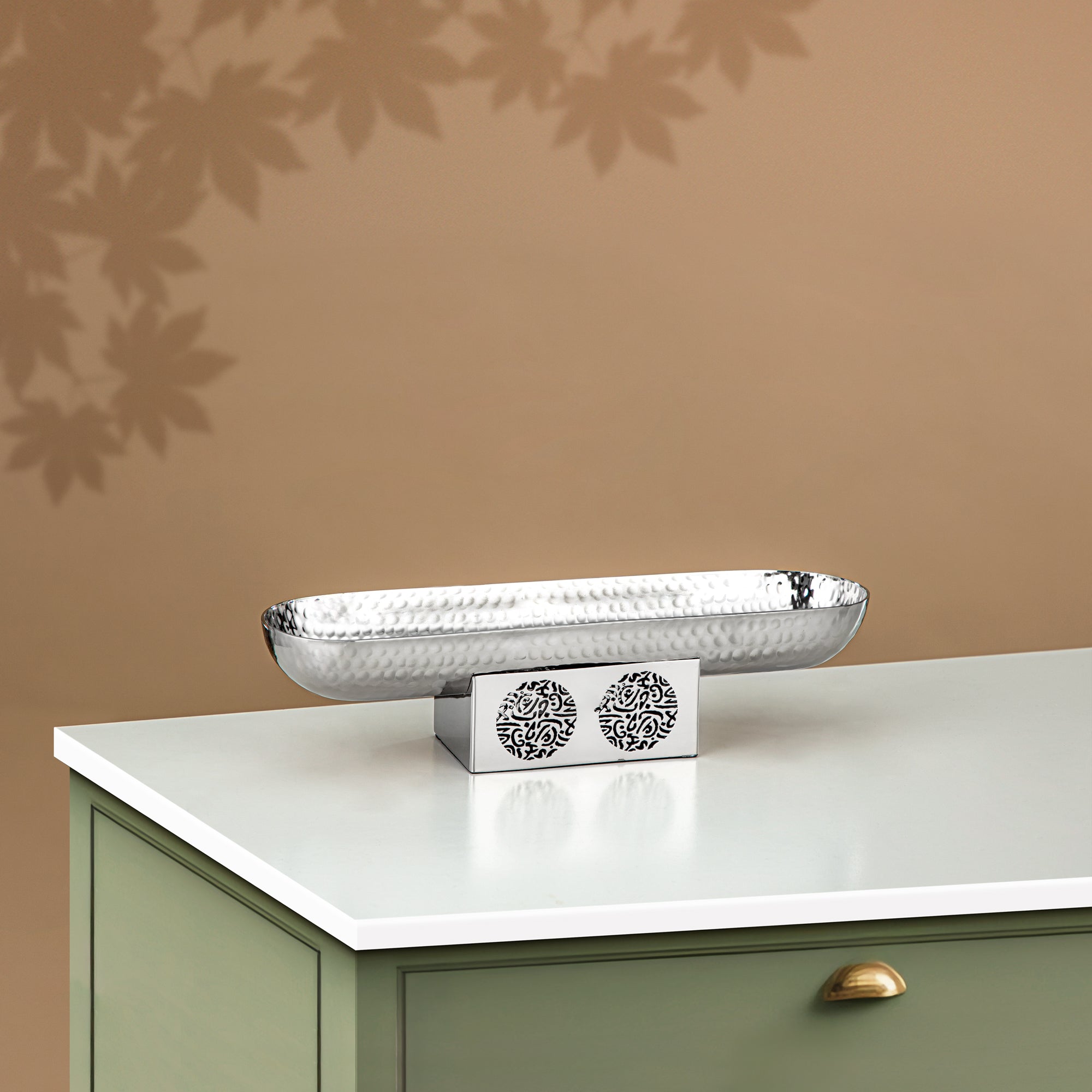 Almarjan Serving Tray Stainless Steel, 31CM x 9.5CM, Silver (MD-3028 B) - Stylish Serveware