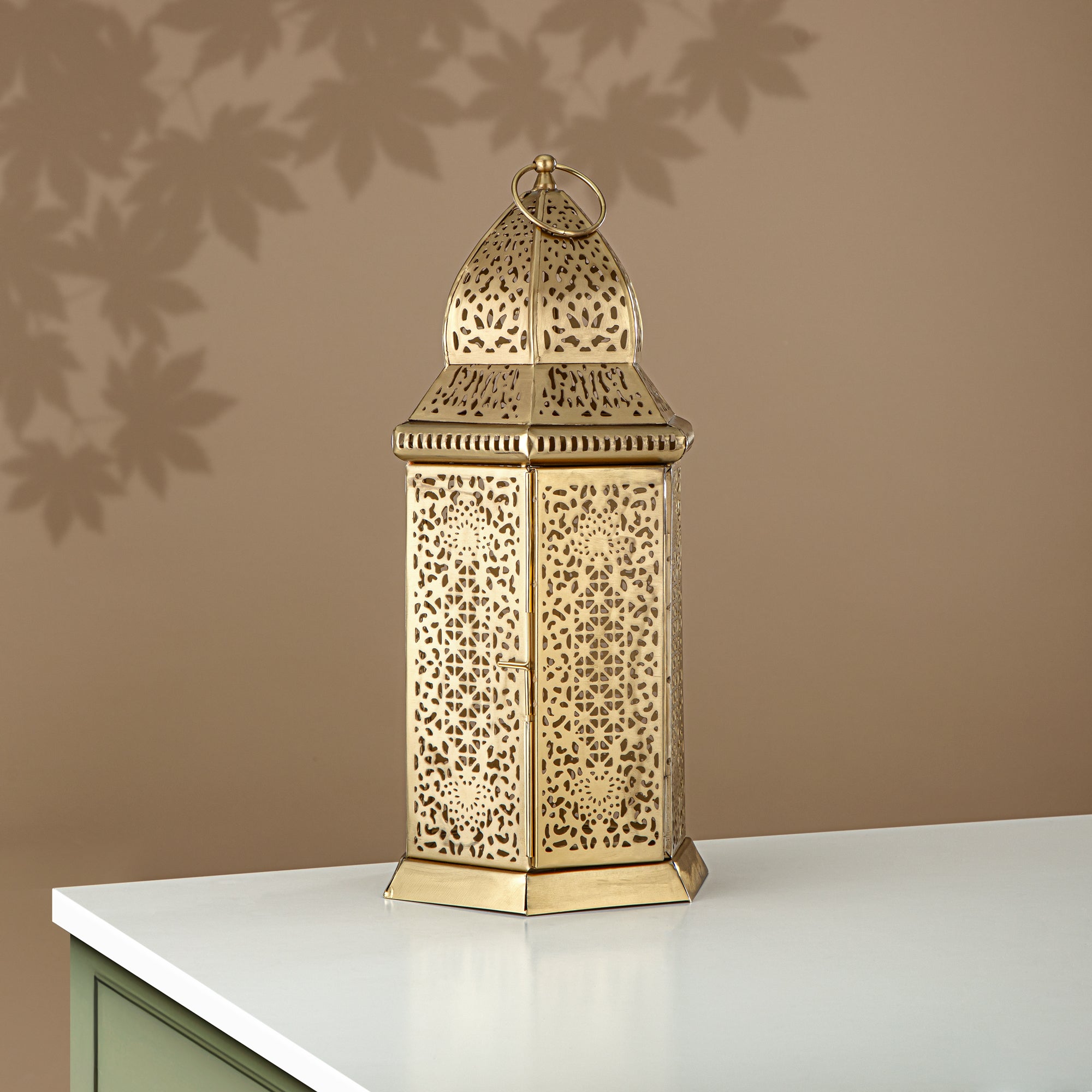 Almarjan Floor Lantern, 40CM, Indoor, Matt Gold (MD-3034) - Ramadan Decoration