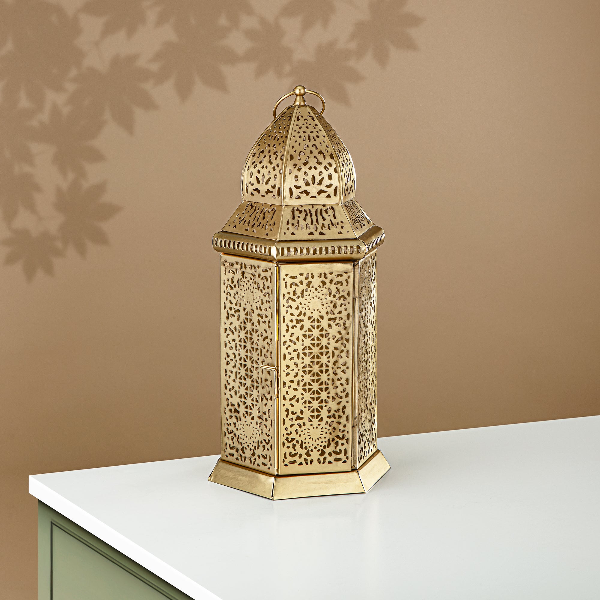 Almarjan Floor Lantern, 40CM, Indoor, Matt Gold (MD-3034) - Ramadan Decoration