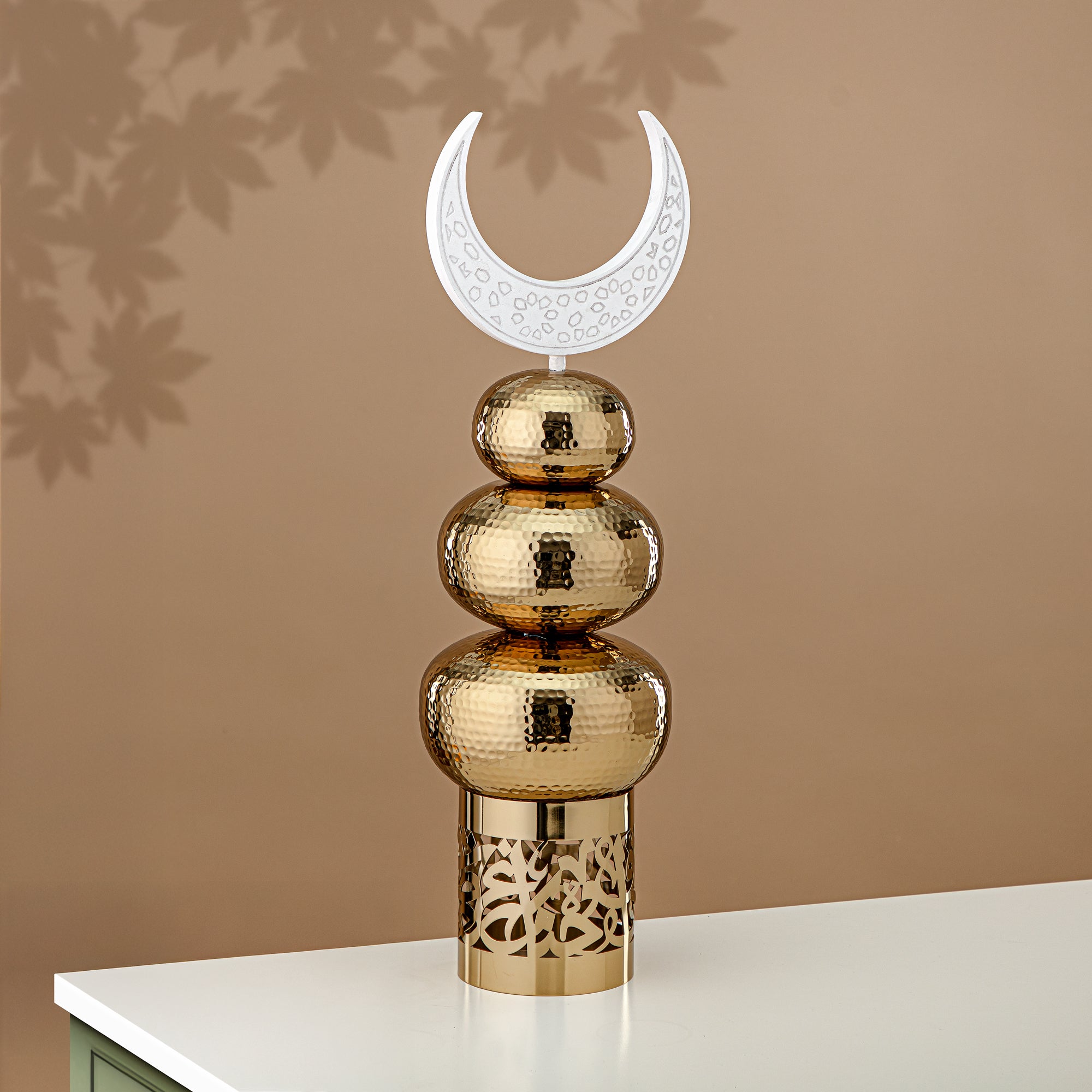 Almarjan Table Decoration Stainless Steel 54CM Gold & White (MD-3037A) - Ramadan Decoration