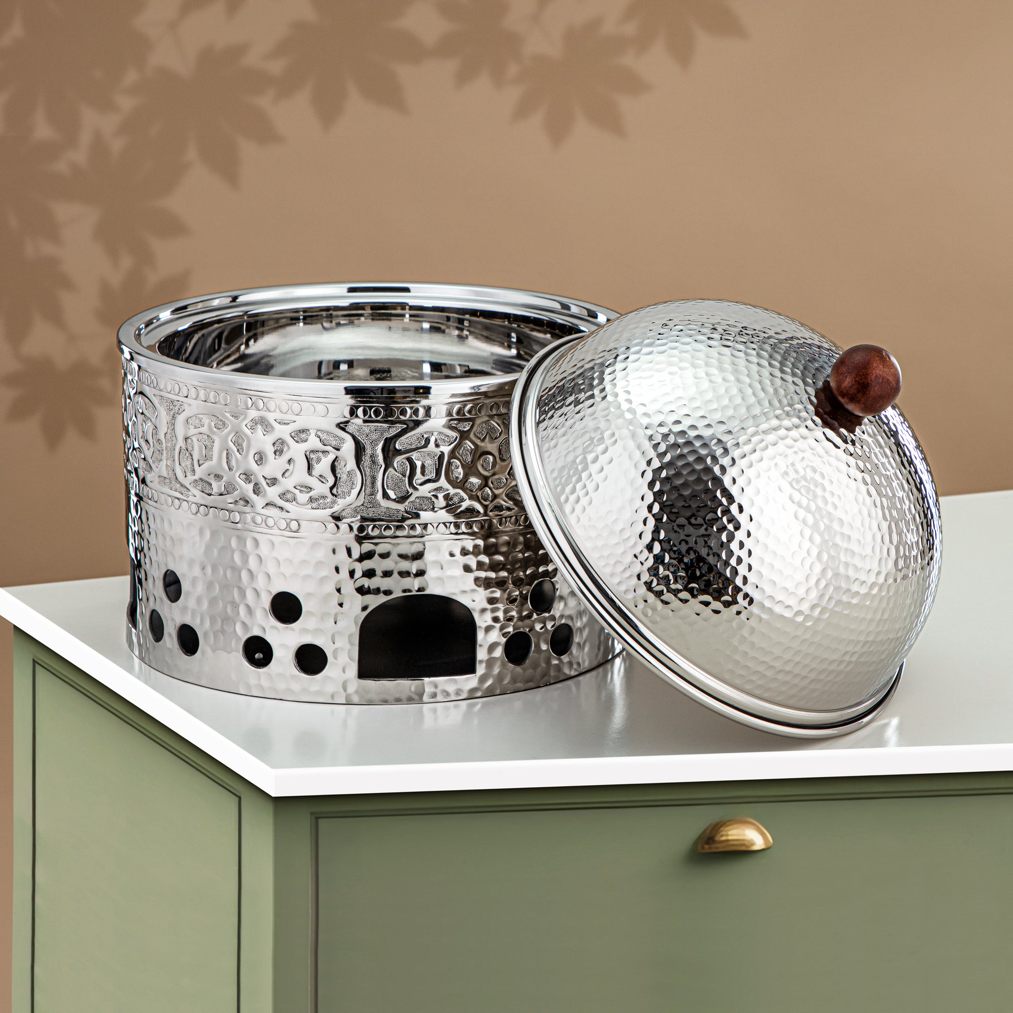 Almarjan Chafing Dish Stainless Steel, 29CM (3 Liters), Silver (MD-3041 A) - Stylish Serveware