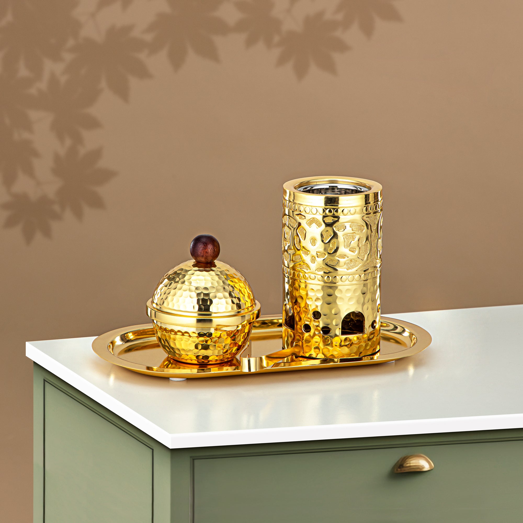 مجموعة مبخرة المارجان، ذهبية (MD-3054) - مبخرة عود