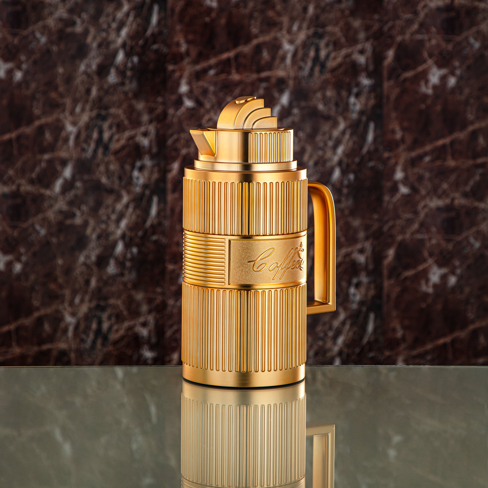 ألمرجان طقم ترامس، ABS، زر ضغط - 1 لتر + 1 لتر، ذهب مات (OUD-MG) - شاي وقهوة