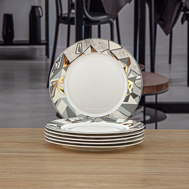 Almarjan 6 Pieces Fonon Collection 7.5 Inches Porcelain Dessert Plate Set - 1235