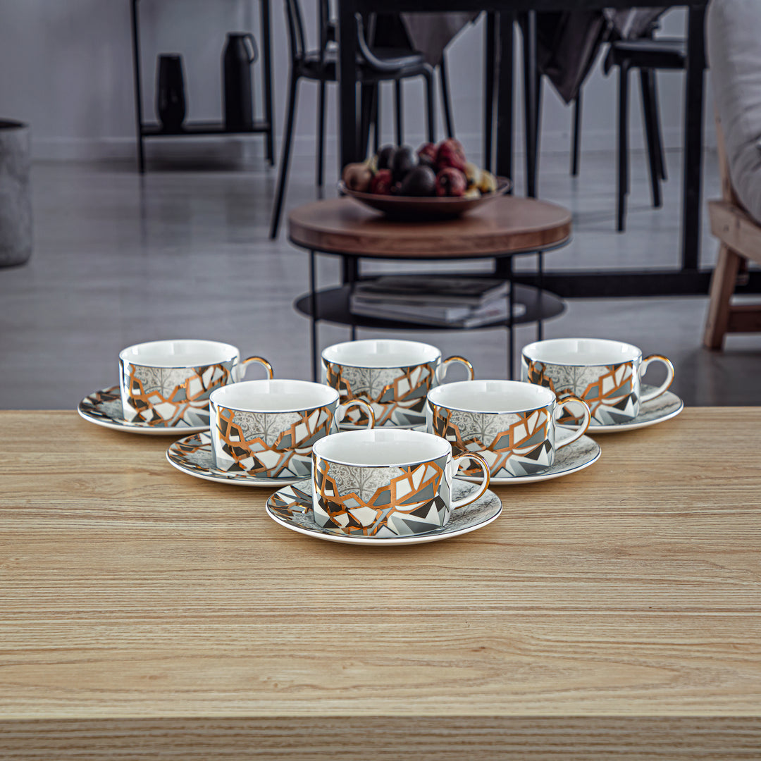 Almarjan 6 Pieces Fonon Collection Porcelain Cup & Saucer Set - 1235