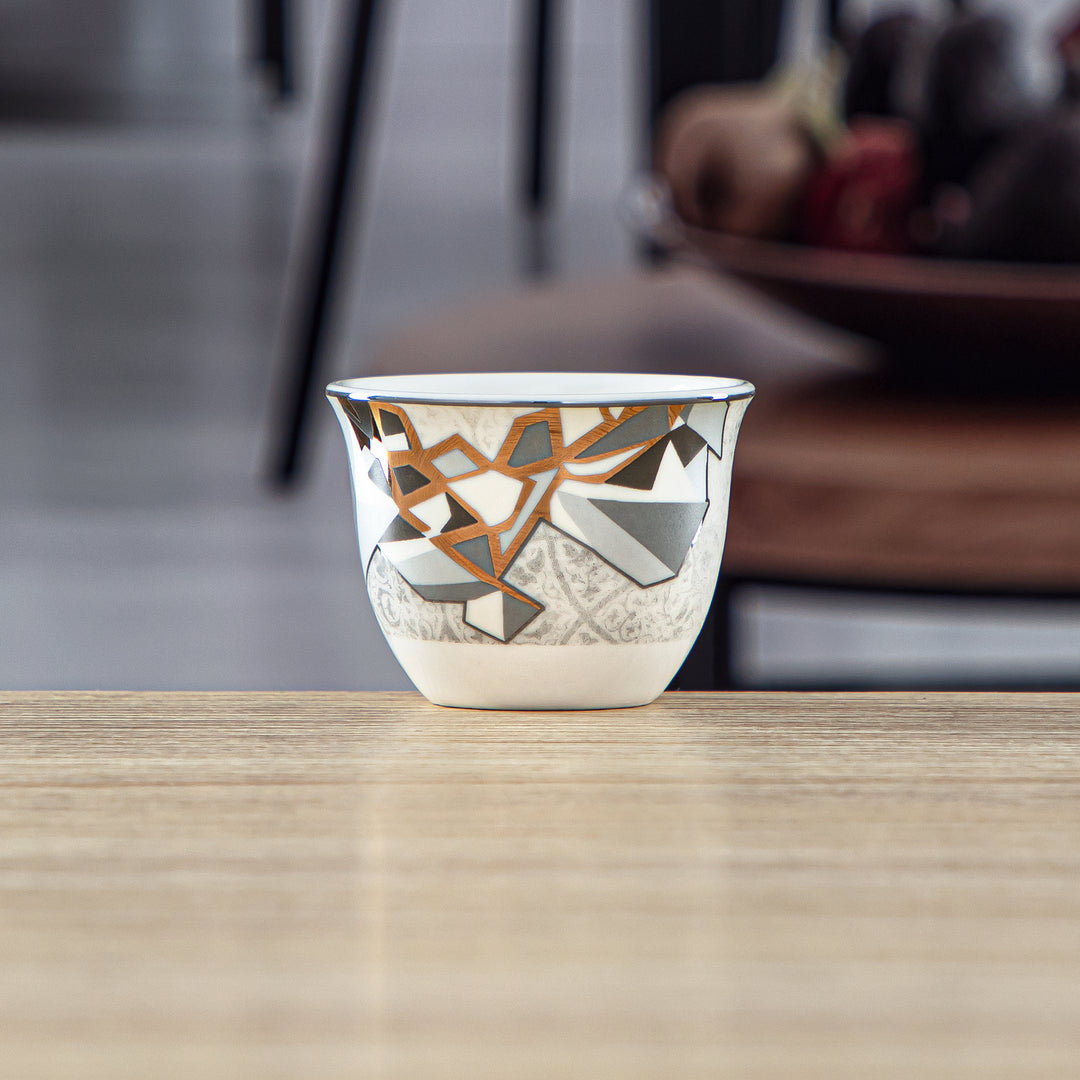 Almarjan 6 Pieces Fonon Collection Porcelain Cawa Cup Set - 1235
