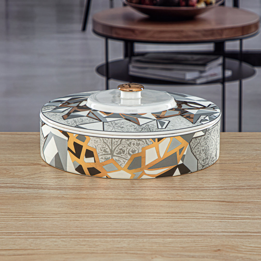 Almarjan 25 CM Fonon Collection Porcelain Bowl With Cover - 1235