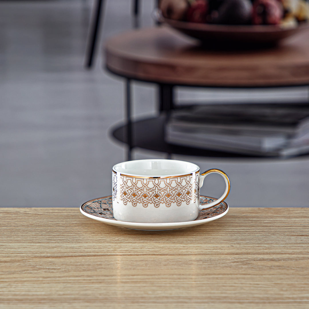 Almarjan 6 Pieces Fonon Collection Porcelain Turkish Coffee Cup & Saucer Set - 2494