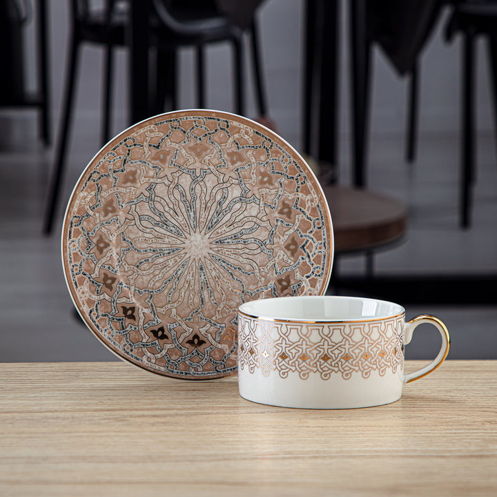 Almarjan 6 Pieces Fonon Collection Porcelain Cup & Saucer Set - 2494