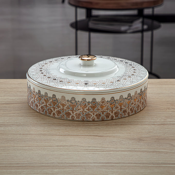 Almarjan 25 CM Fonon Collection Porcelain Bowl With Cover - 2494