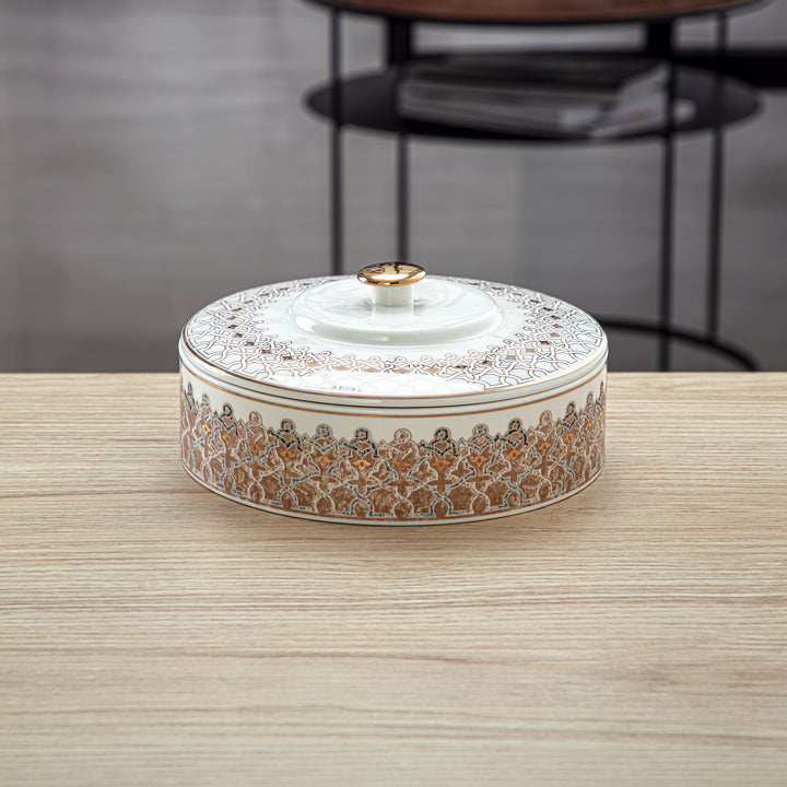 Almarjan 18 CM Fonon Collection Porcelain Bowl With Cover - 2494