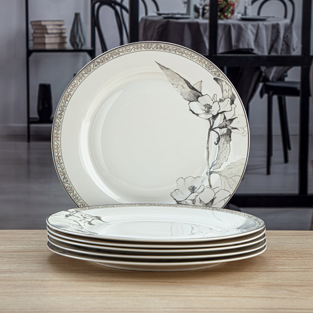 Almarjan 6 Pieces Fonon Collection 10.5 Inches Porcelain Dinner Plate Set - 8588