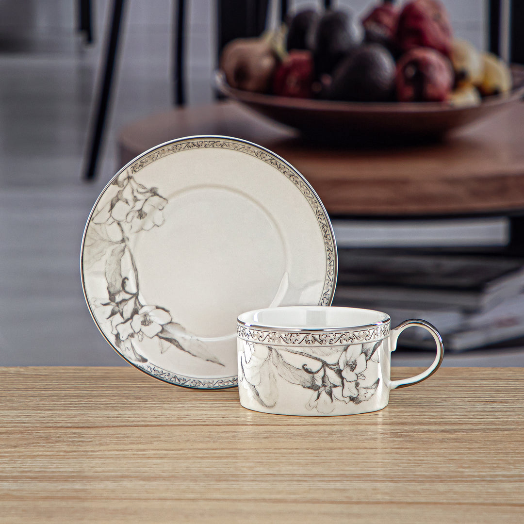 Almarjan 6 Pieces Fonon Collection Porcelain Turkish Coffee Cup & Saucer Set - 8588