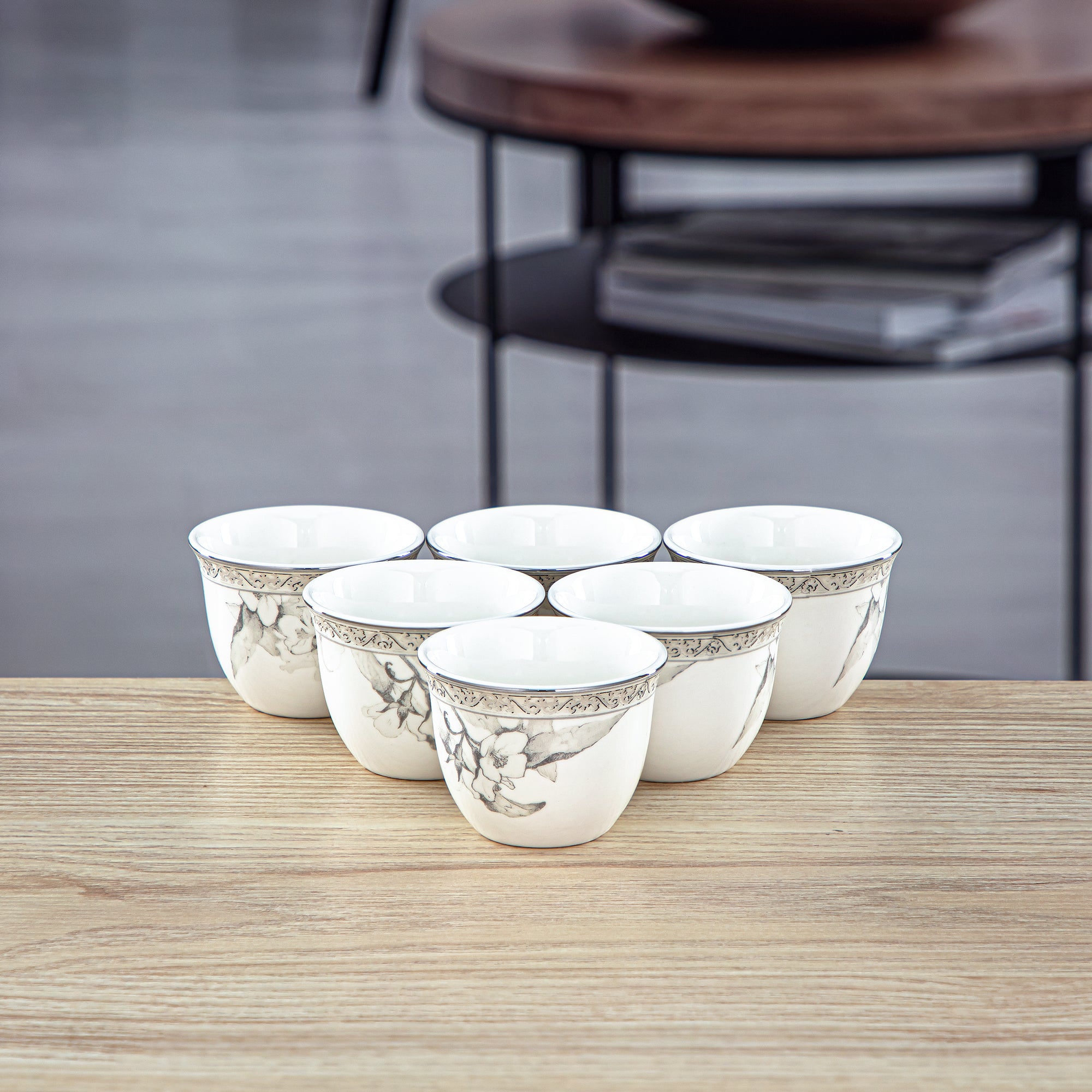 Almarjan 6 Pieces Fonon Collection Porcelain Cawa Cup Set - 8588