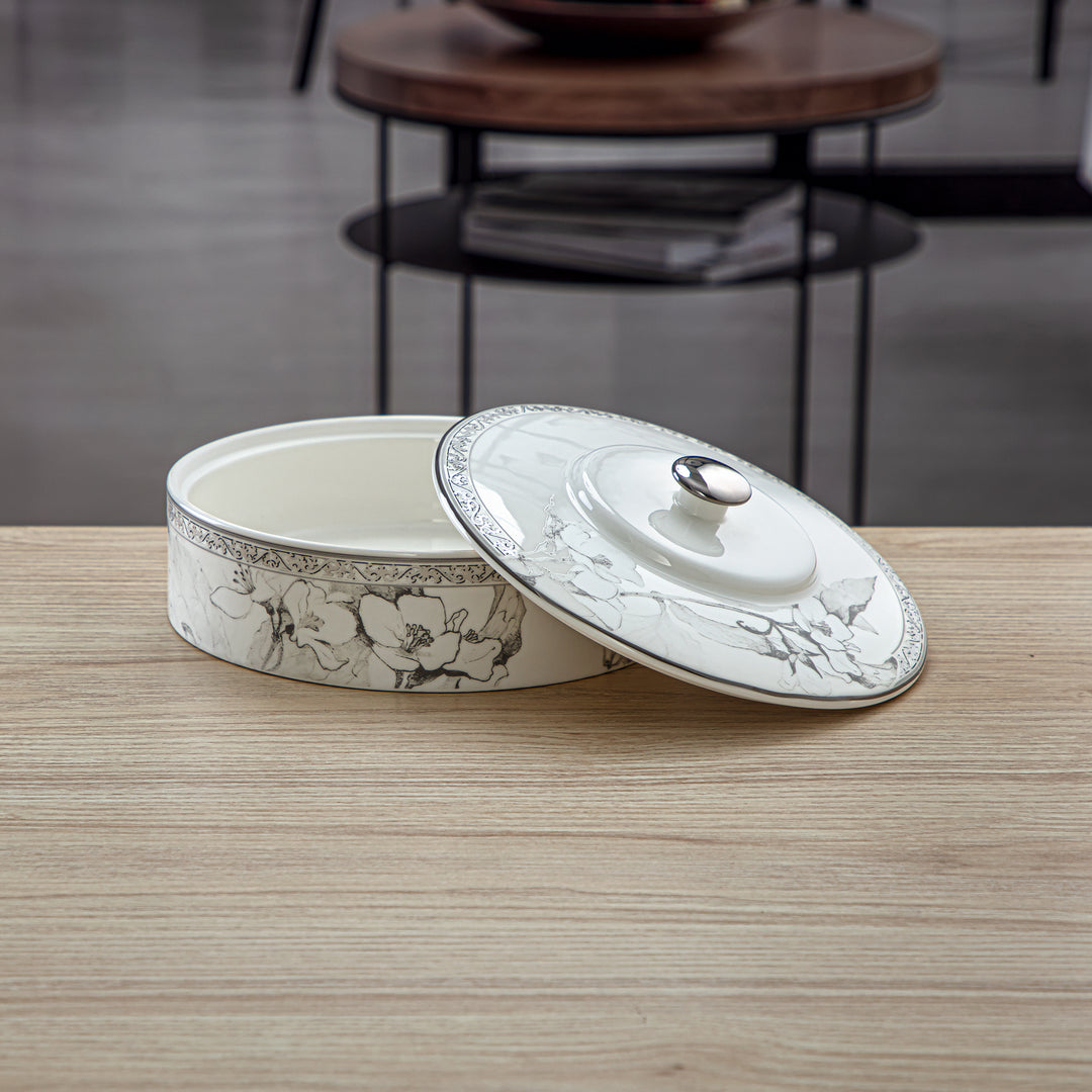 Almarjan 18 CM Fonon Collection Porcelain Bowl With Cover - 8588