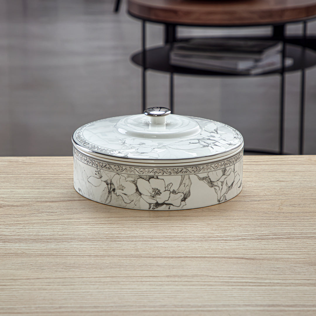 Almarjan 18 CM Fonon Collection Porcelain Bowl With Cover - 8588