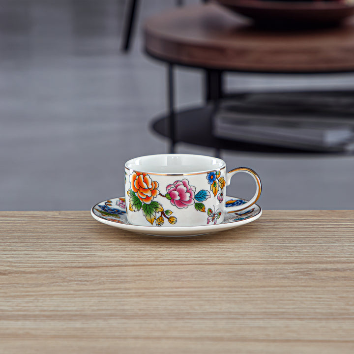 Almarjan 6 Pieces Fonon Collection Porcelain Turkish Coffee Cup & Saucer Set - 2070