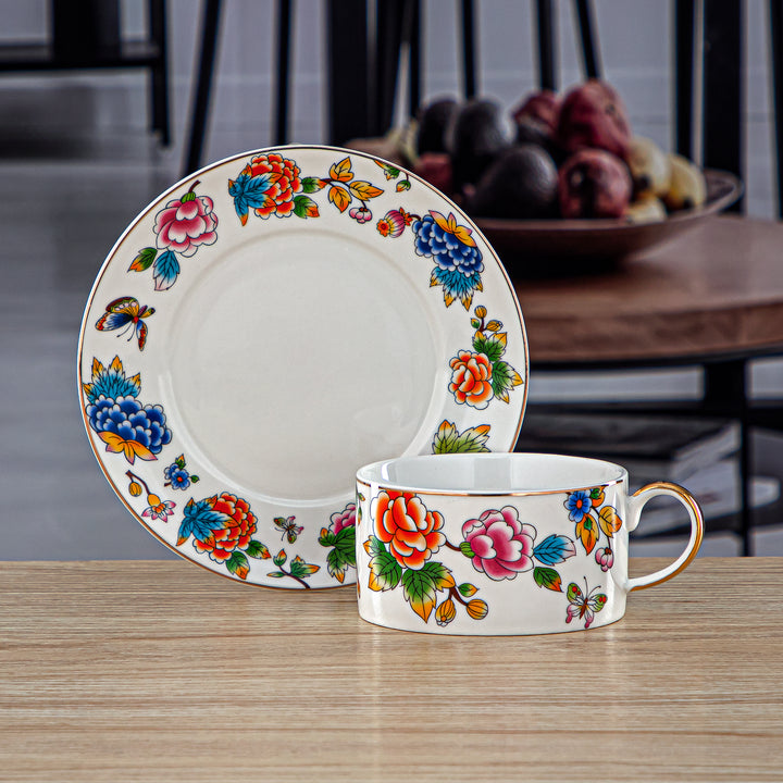 Almarjan 6 Pieces Fonon Collection Porcelain Cup & Saucer Set - 2070