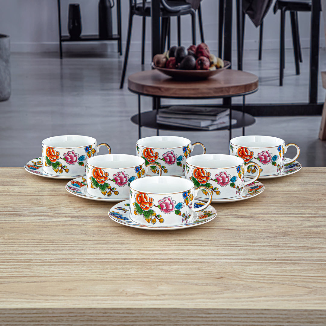 Almarjan 6 Pieces Fonon Collection Porcelain Cup & Saucer Set - 2070