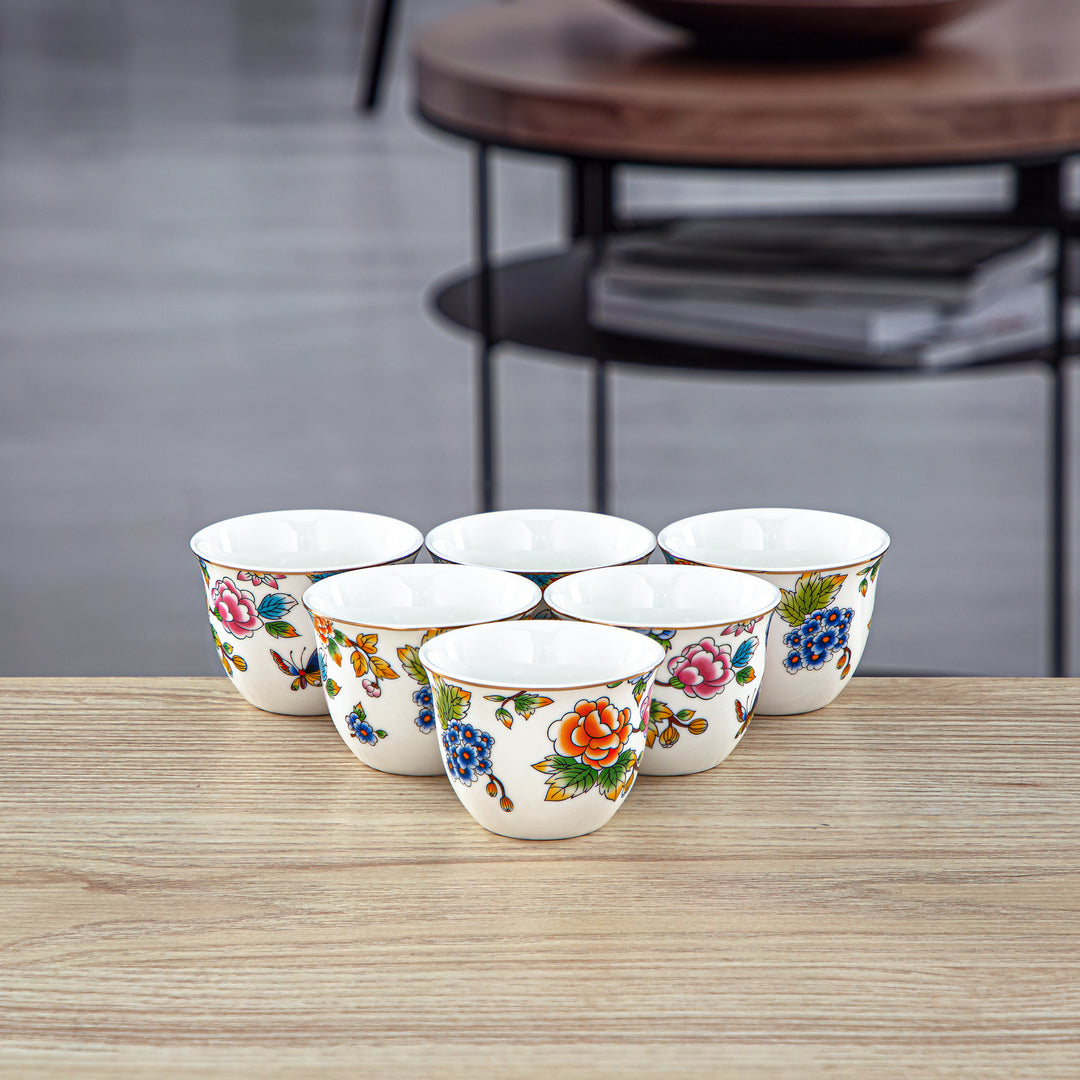 Almarjan 6 Pieces Fonon Collection Porcelain Cawa Cup Set - 2070