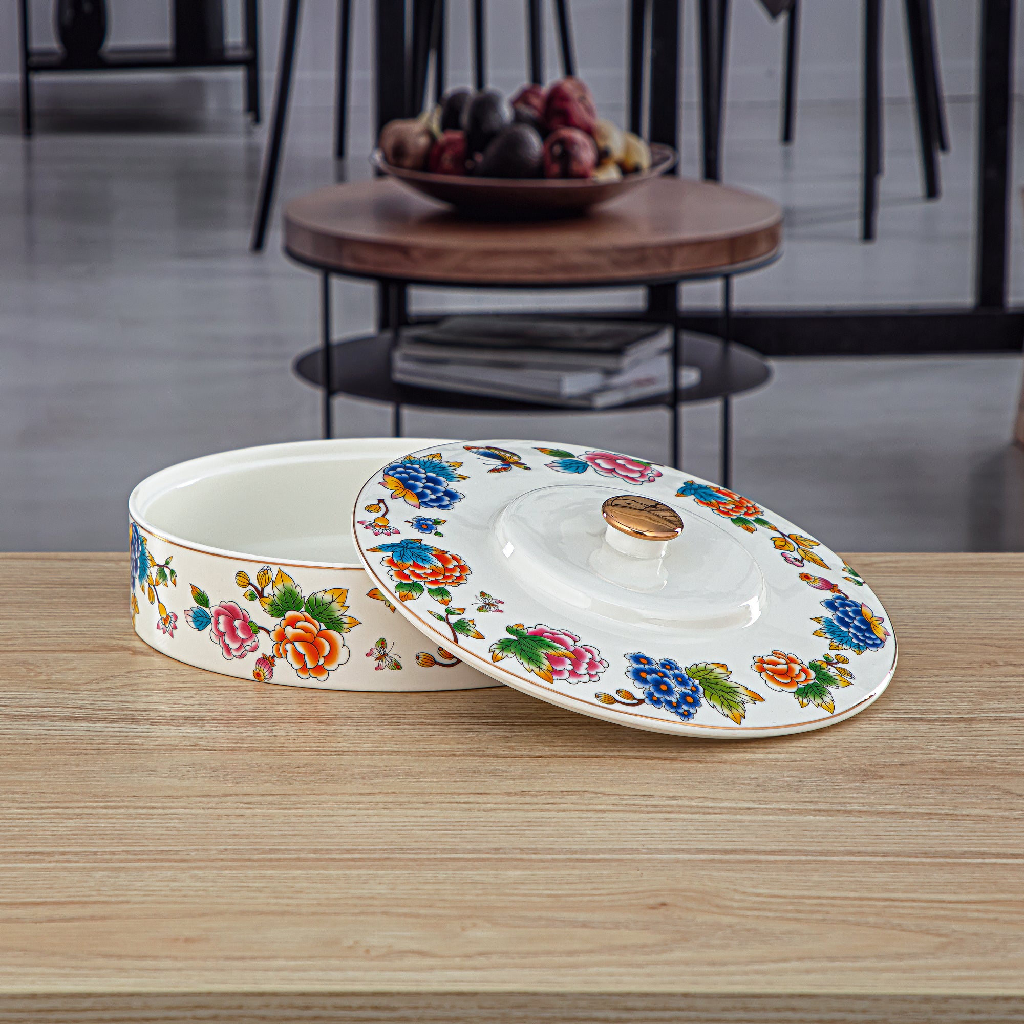 Almarjan 25 CM Fonon Collection Porcelain Bowl With Cover - 2070