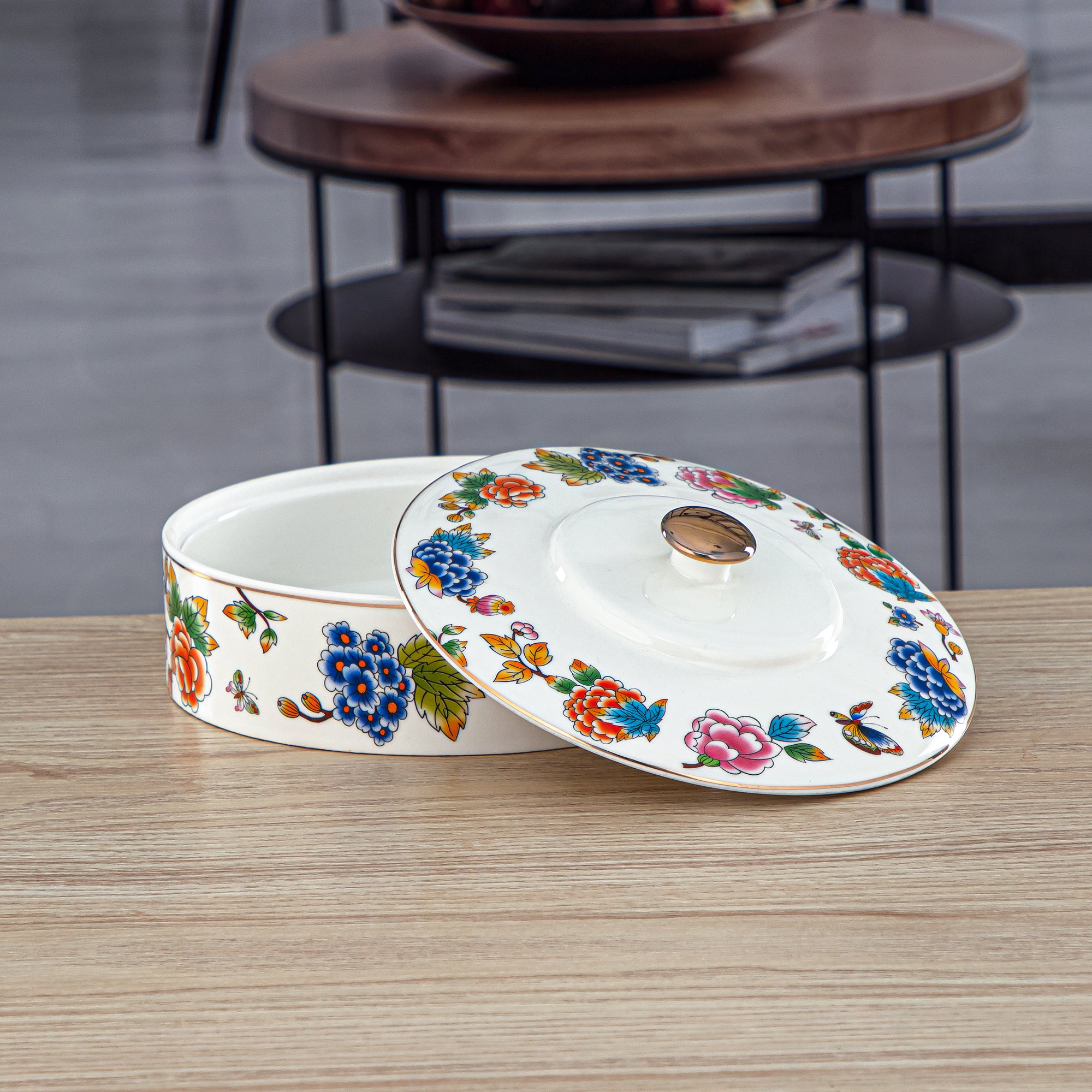 Almarjan 18 CM Fonon Collection Porcelain Bowl With Cover - 2070