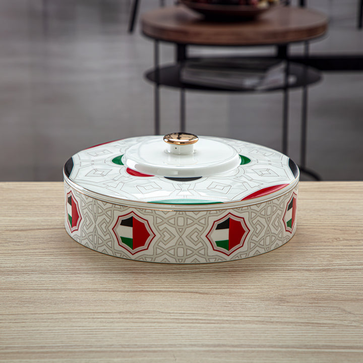 Almarjan 25 CM Fonon Collection Porcelain Bowl With Cover - 7772