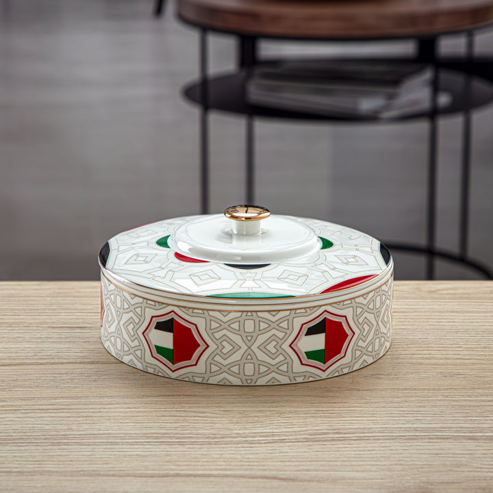 Almarjan 18 CM Fonon Collection Porcelain Bowl With Cover - 7772