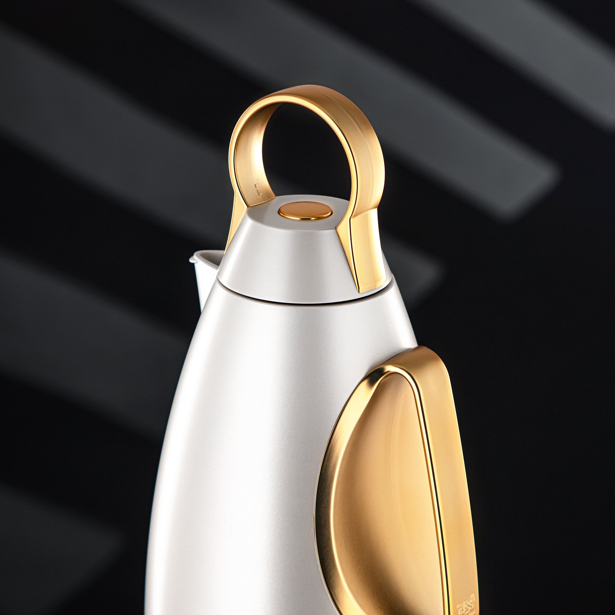 Almarjan Vacuum Flask Set ABS, White & Matt Gold 1L + 1L (PBA-RWD) - For Modern Families