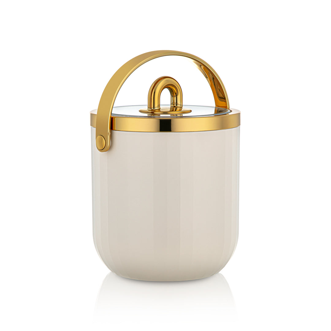 Forever Gold 1.5 Liter Plastic Ice Bucket Ivory & Gold - PT003 IVG/G