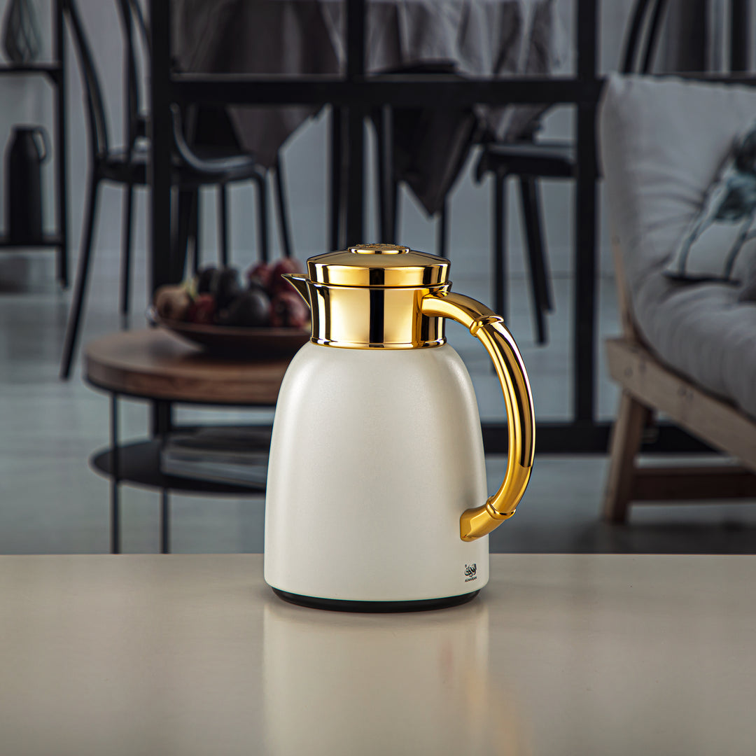Almarjan 0.65 Liter Vacuum Flask Pearl White & Gold - QVC-0650Q330YZC95