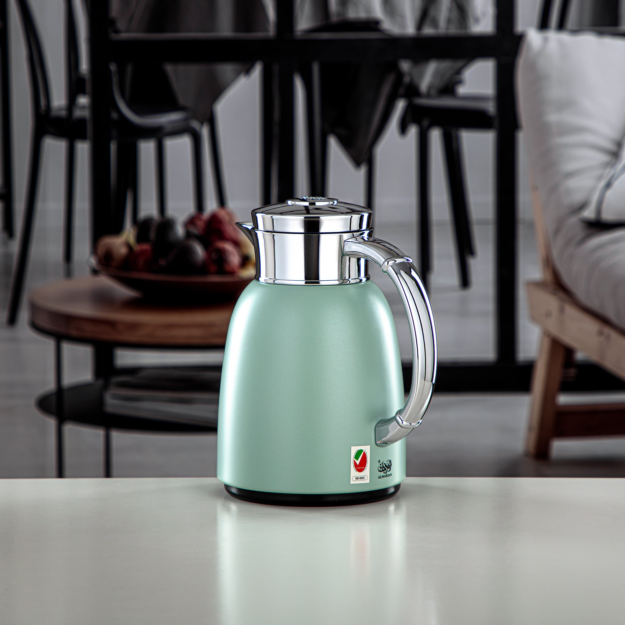 Almarjan Classic Vacuum Flask 0.65L (QVC-0650Q405YZC) - Push Button, Light Green | Modern Serveware