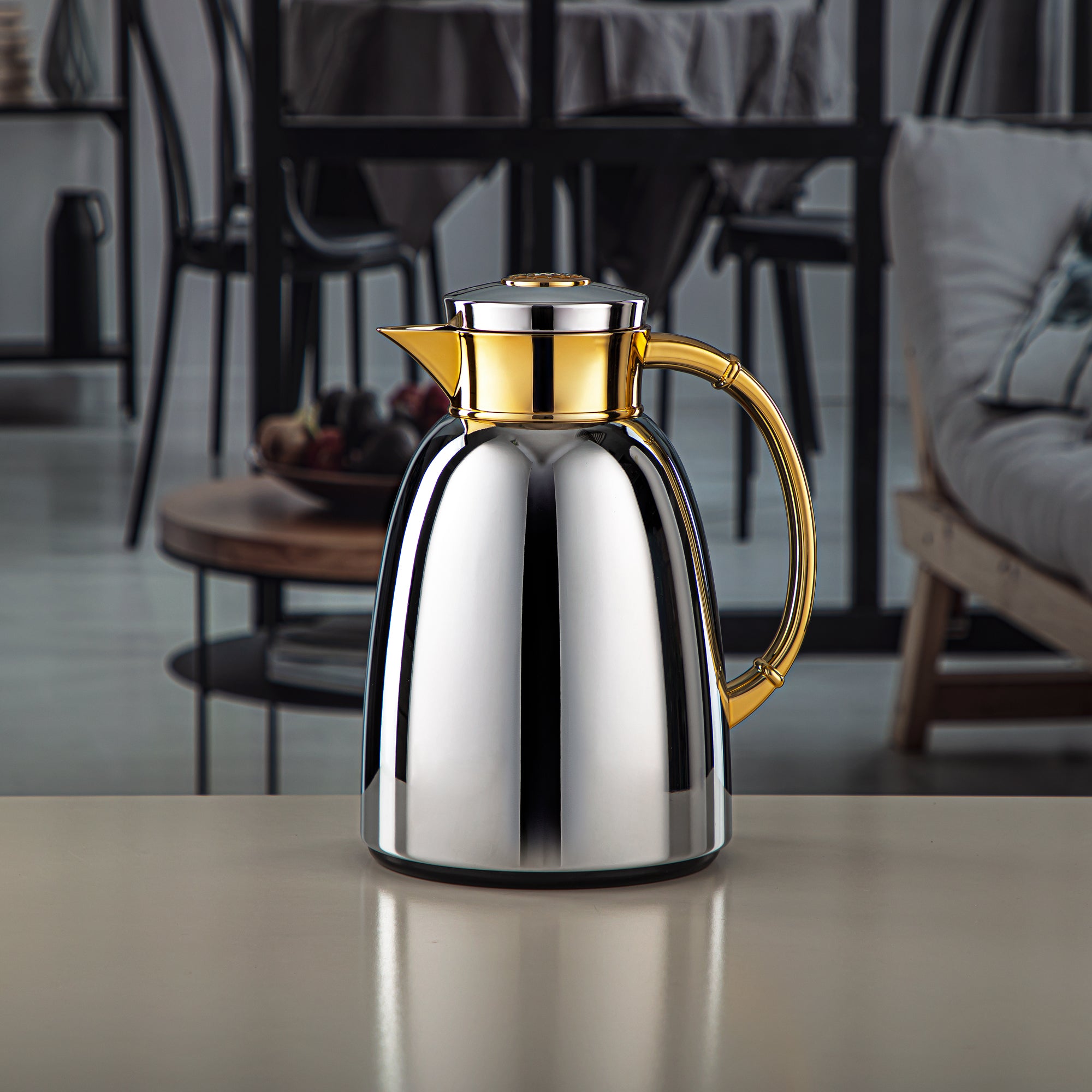 Almarjan 1 Liter Vacuum Flask Silver & Gold - QVC-1000CC95