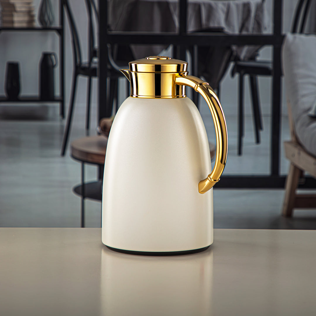 Almarjan 1.6 Liter Vacuum Flask Pearl White & Gold - QVC-1600Q330YZC95
